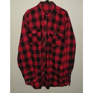 Unbranded Men’s 3XLT Tall LS Button Flannel Shirt Red Black Plaid